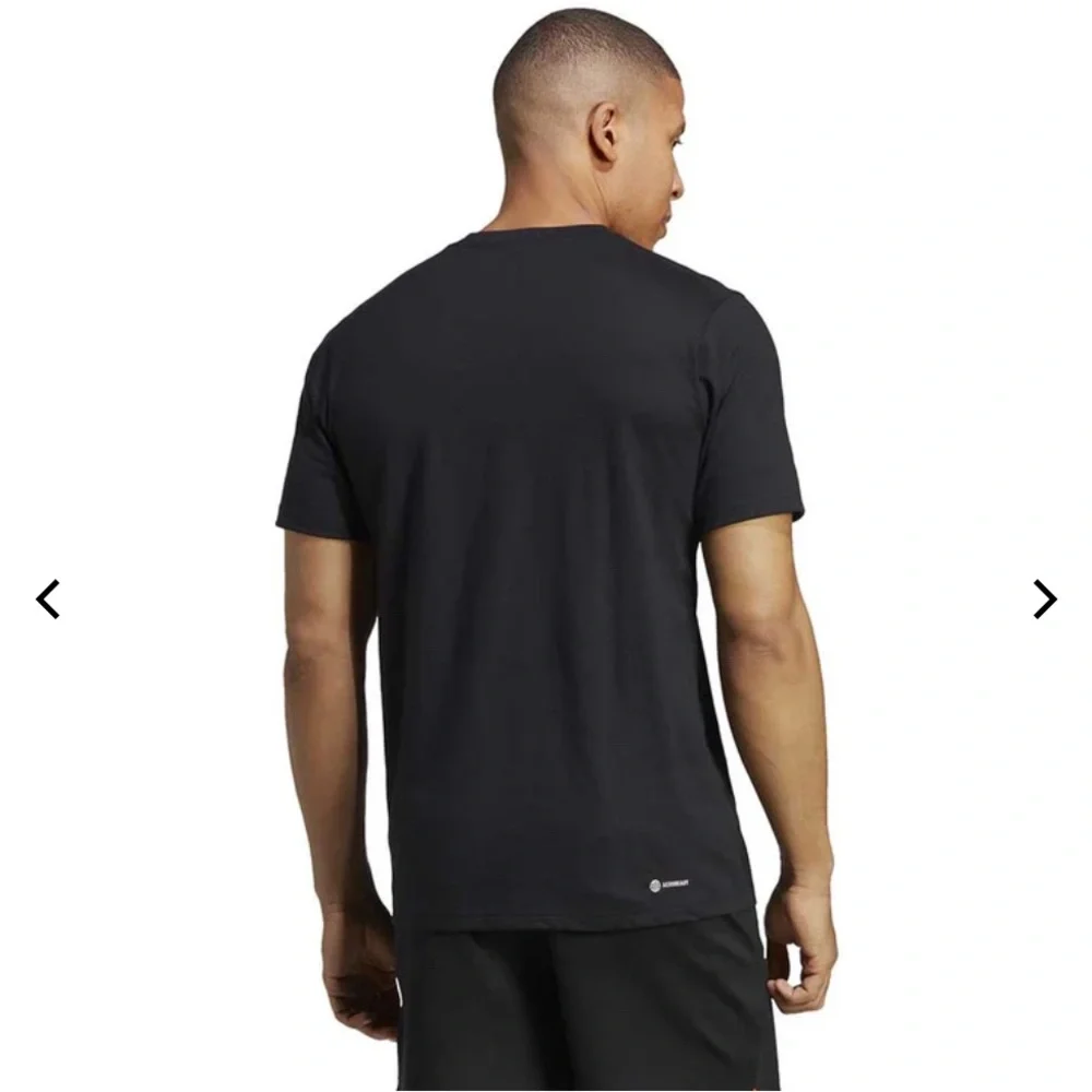 Adidas Men's Black Tee with White Logo - Picture 2 of 4